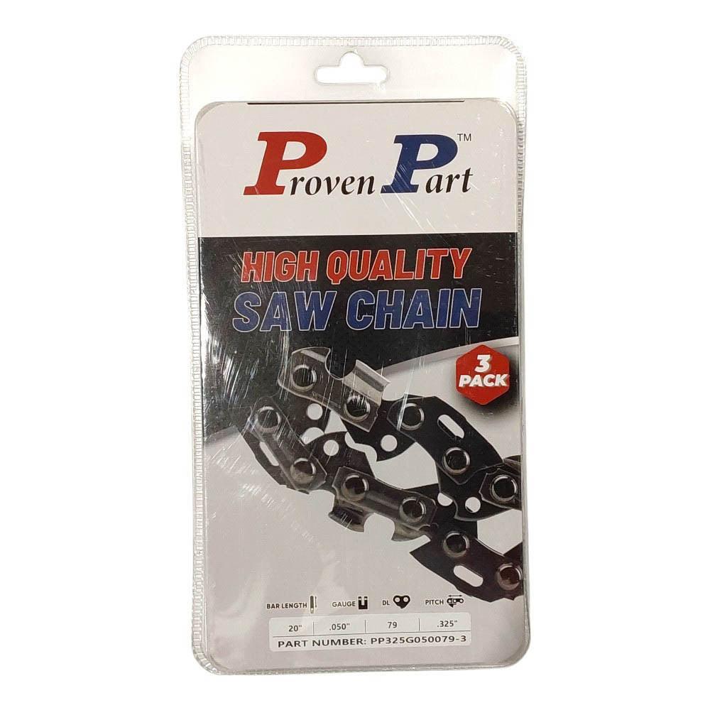 Proven Part 3-Pack of chainsaw Chain 325 Pitch 050 Gauge 79 DL Fits Echo 20BPX079G