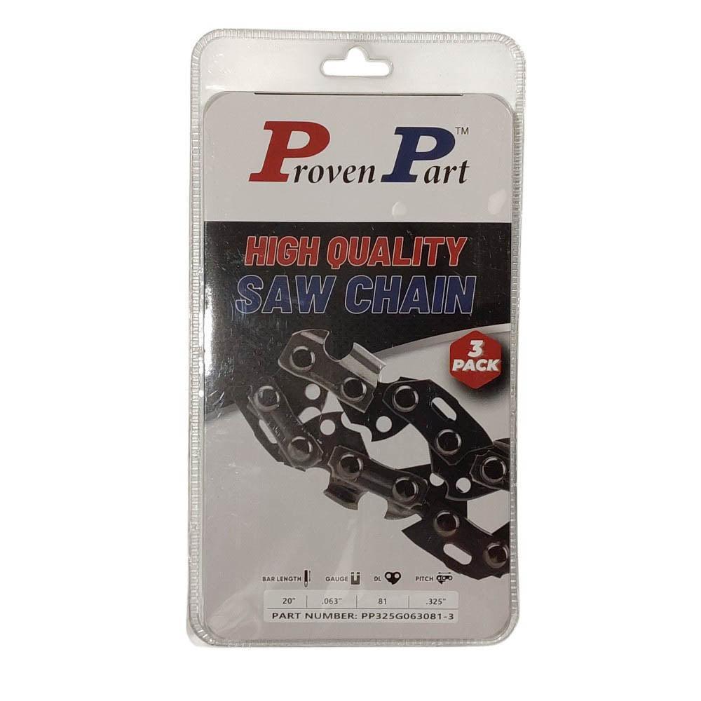 Proven Part 3-Pack of chainsaw Chain 325 Pitch 063 Gauge 81 DL Fits Stihl 26RM3 81
