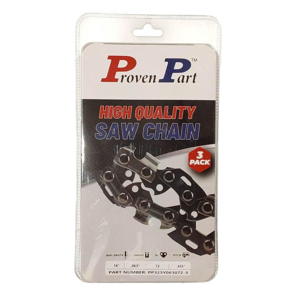Proven Part 3-Pack of chainsaw Chain 325 Pitch 063 Gauge 72 DL Fits Oregon 35LG072