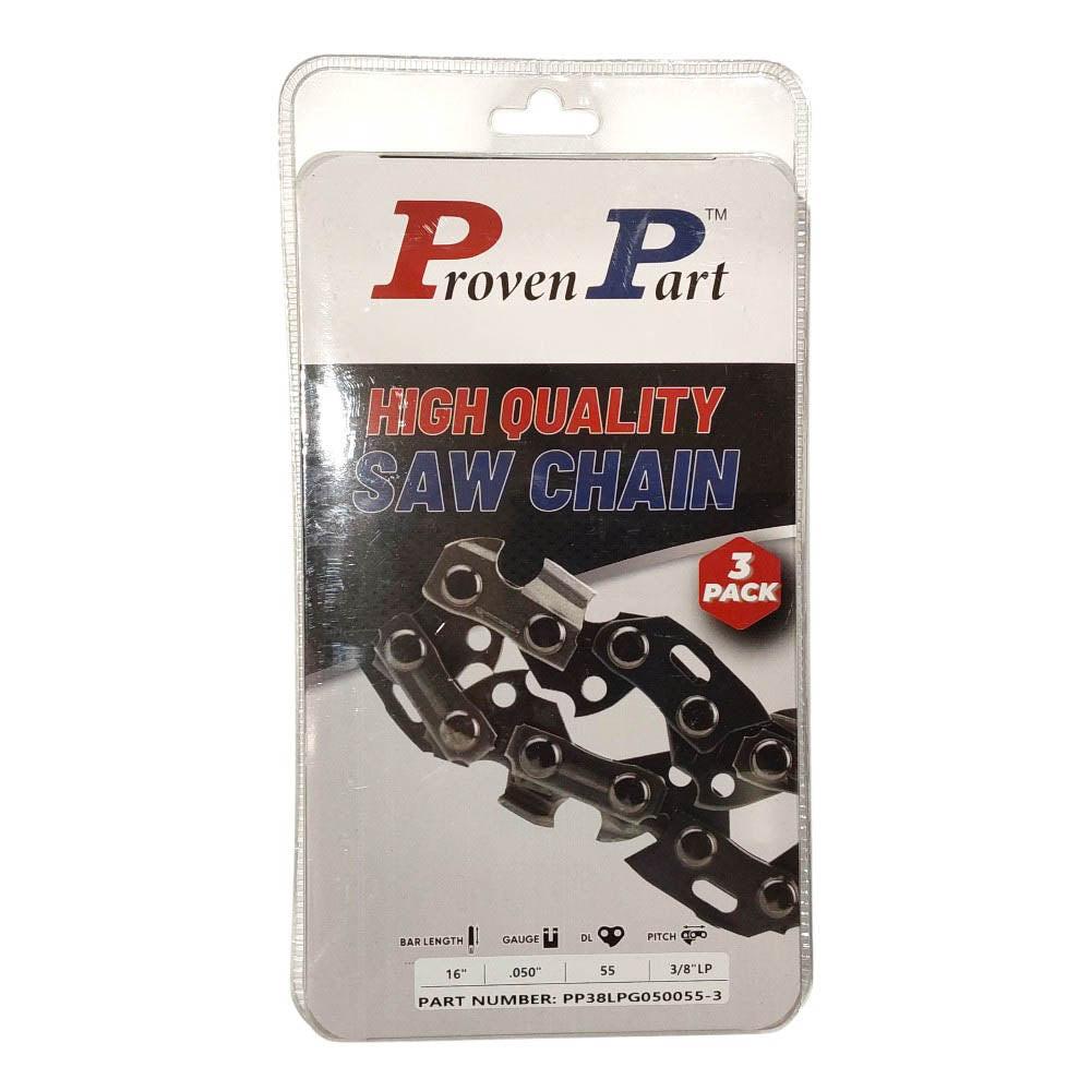 Proven Part 3-Pack of chainsaw Chain 38LP Pitch 050 Gauge 55 DL Fits Echo 91PX55CQ.