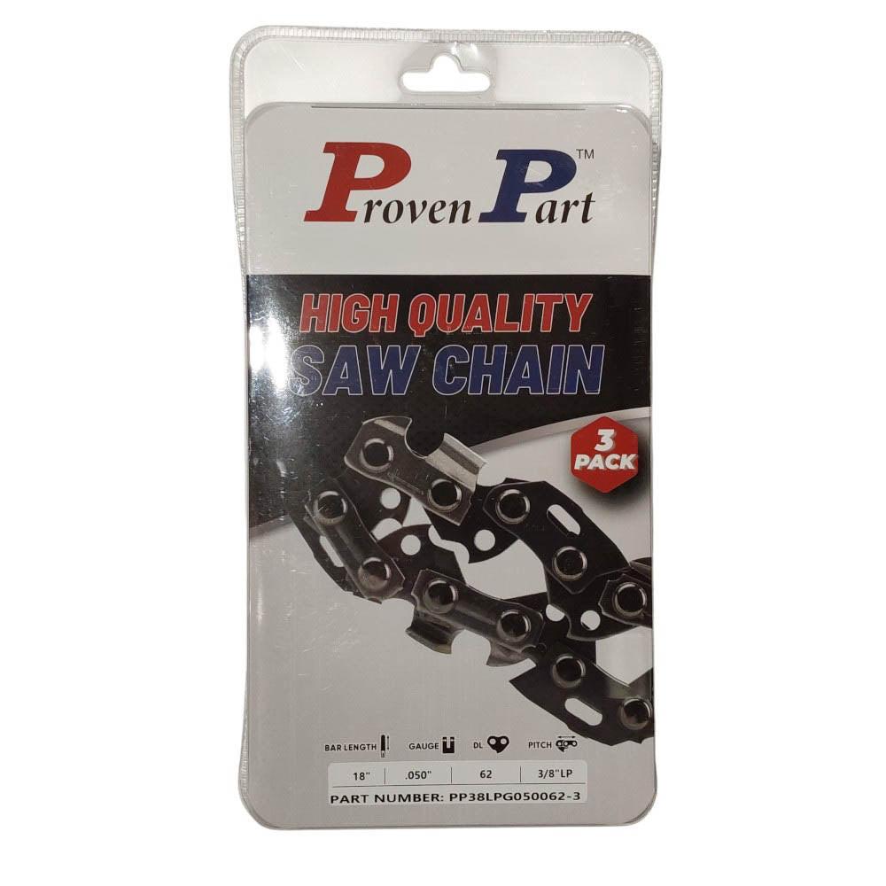 Proven Part 3-Pack of chainsaw Chain 38LP Pitch 050 Gauge 62 DL Fits Echo 91PX62CQ.