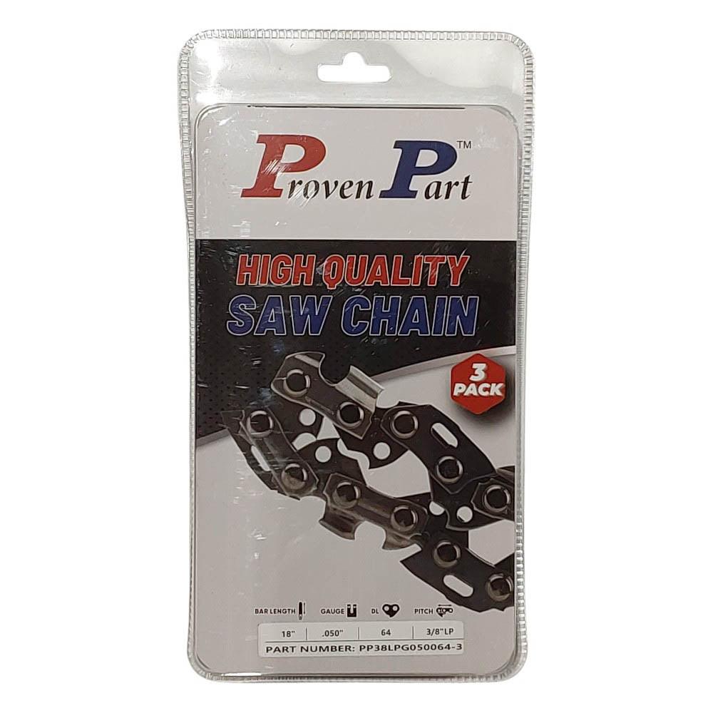 Proven Part 3-Pack of chainsaw Chain 38LP Pitch 050 Gauge 64 DL Fits Oregon 91PXL064G.