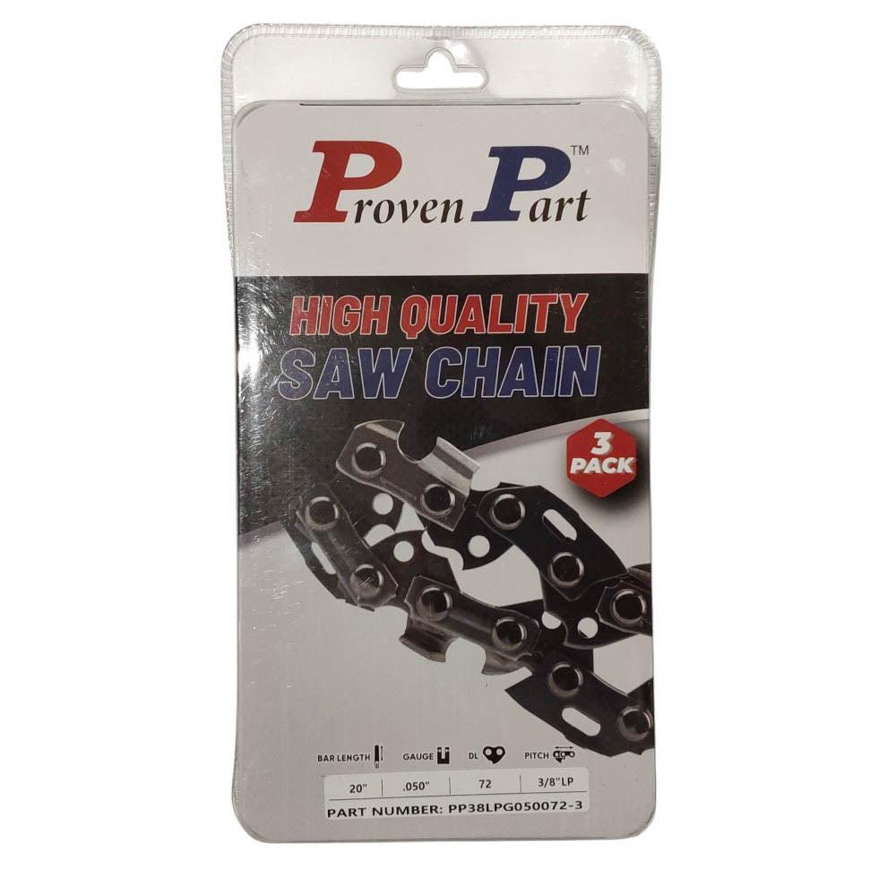 Proven Part 3-Pack of chainsaw Chain 38LP Pitch 050 Gauge 72 DL Fits Ryobi RY20C1.