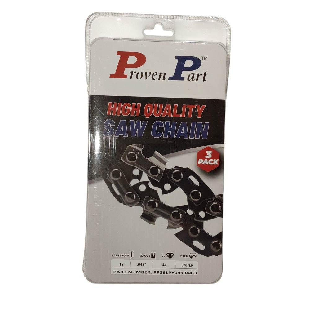 Proven Part 3-Pack of chainsaw Chain 38LP Pitch 043 Gauge 44 DL Fits Echo 90VXL44CQ.