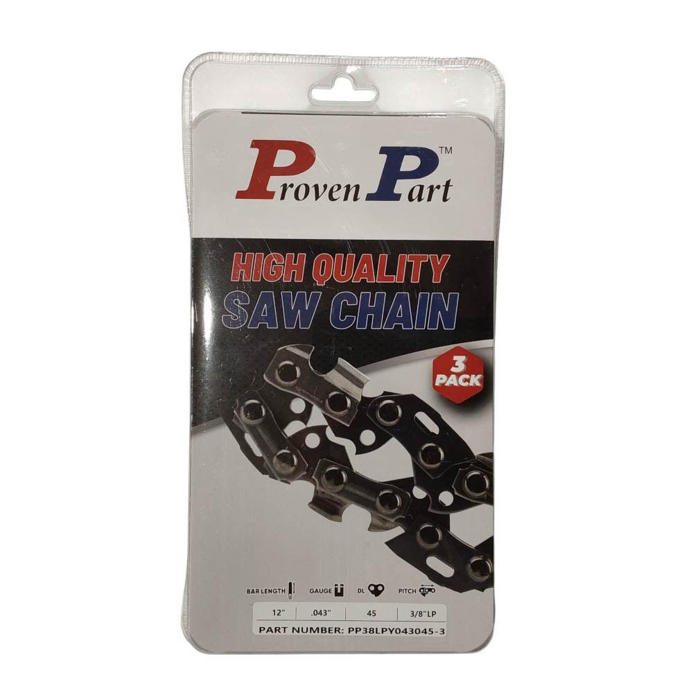Proven Part 3PK Full Chisel Chain 3/8" LP .043" 45DL For Craftsman Fits 90PX045G.