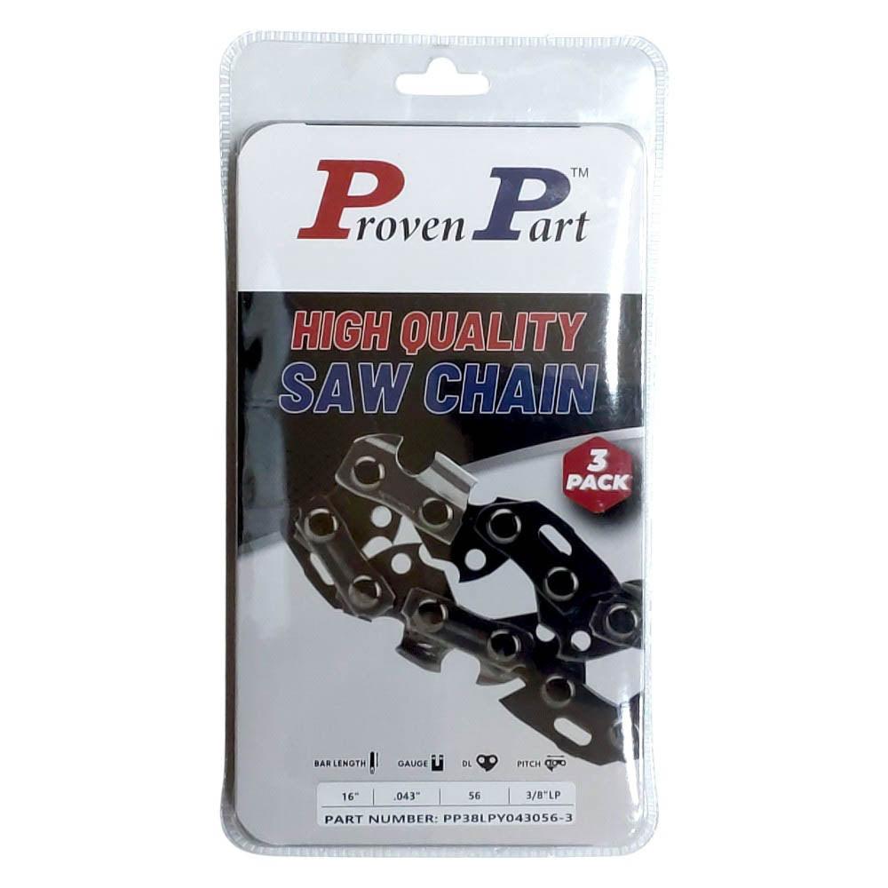 Proven Part 3PK Full Chisel Chain 3/8" LP .043" 56DL For Allis Chambers Fits 91PX056G.