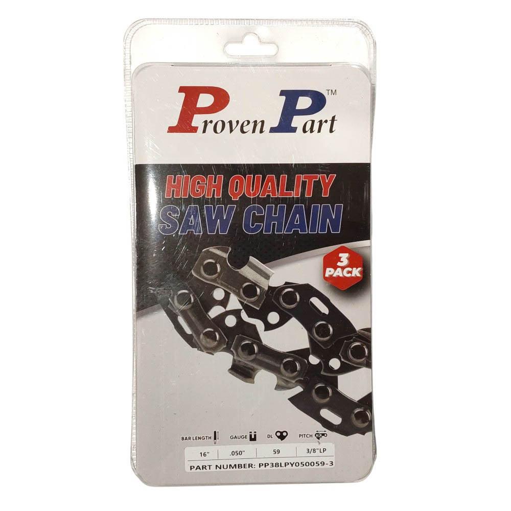 Proven Part 3-Pack of chainsaw Chain 38LP Pitch 050 Gauge 59 DL Fits Oregon 91VXL059.