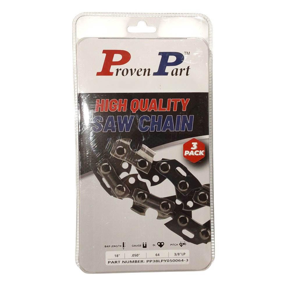 Proven Part 3-Pack of chainsaw Chain 38LP Pitch 050 Gauge 64 DL Fits Oregon 91VXL064.