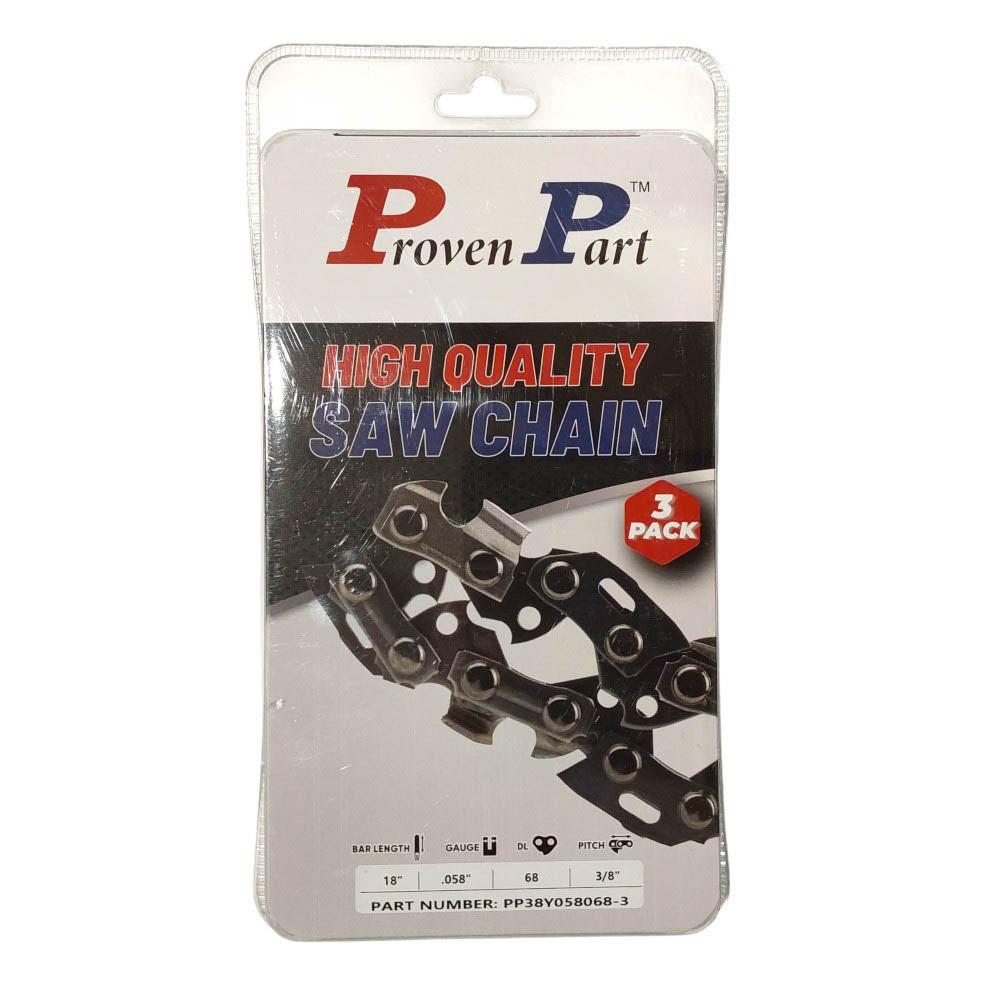 Proven Part 3-Pack of chainsaw Chain 38 Pitch 058 Gauge 68 DL Fits Husqvarna 581626968.