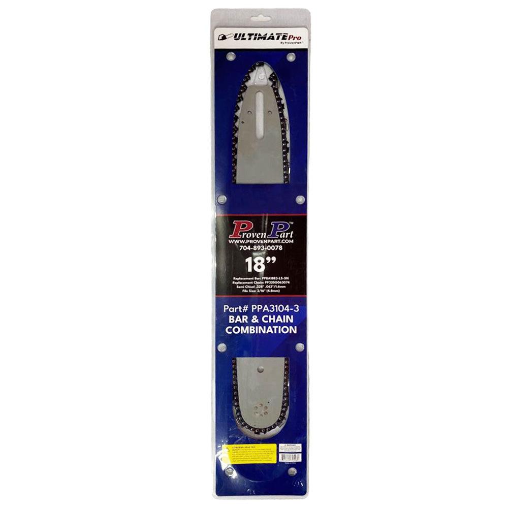 Proven Part 18" Guide Bar .325" .063" 74DL 36989-005-0074 26RM Semi Chisel Chain GM-H3D1