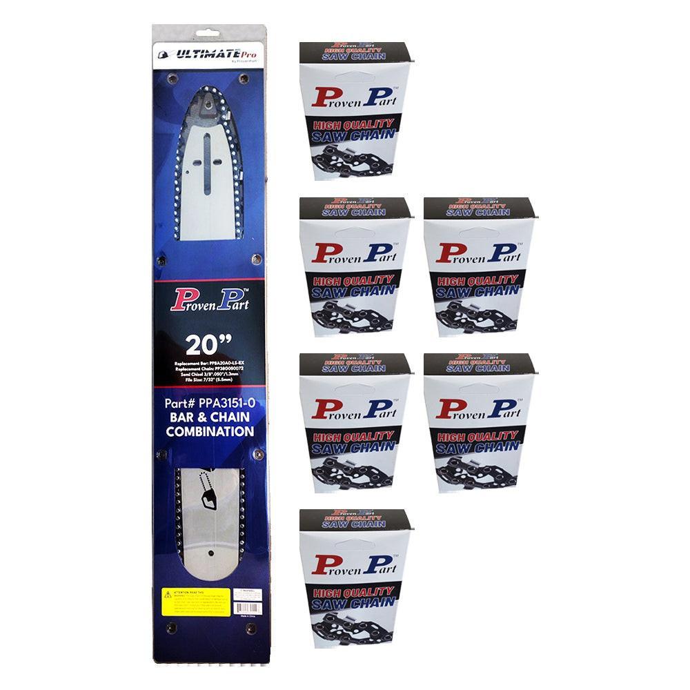 Proven Part 20" Bar and 7 Chains 3/8" .050" 72DL For Echo CS-701, CS702 20D0AS3870C 72LPX70CQ