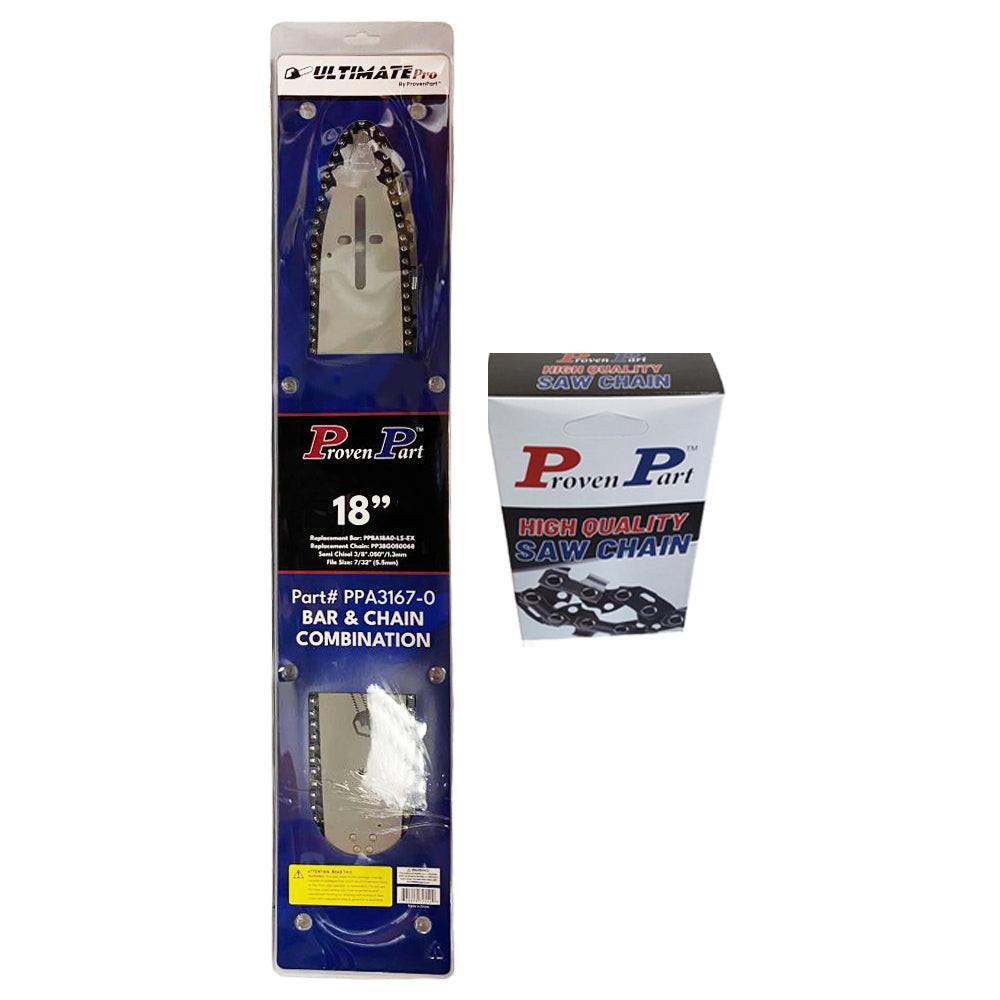 Proven Part 18" Bar and 2 chains 3/8" .050" 68DL Fits Echo CS-501 18DOAS3864C,180SLHD176