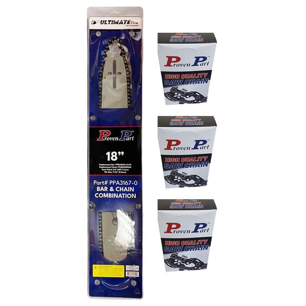Proven Part 18" Bar and 4 chains 3/8" .050" 68DL Fits Echo CS-602 18DOAS3864C,180SLHD176
