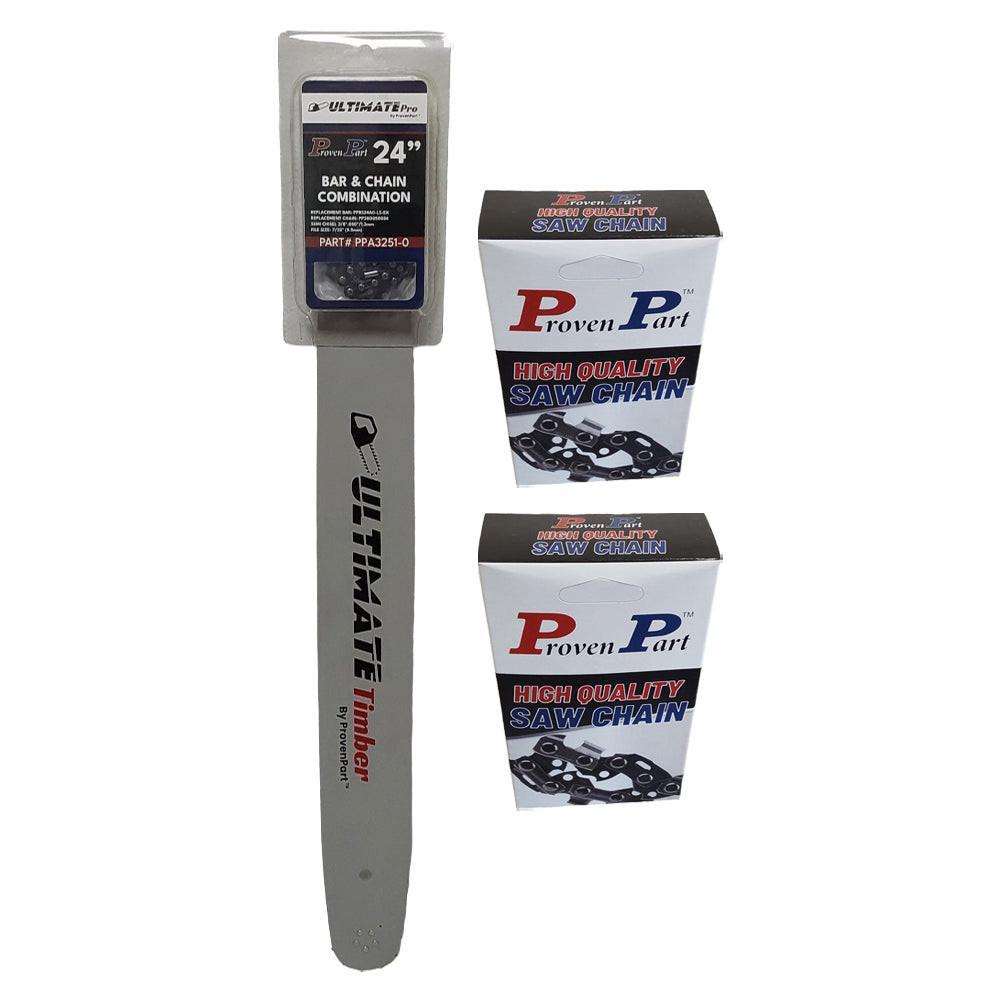 Proven Part 24" Bar 3/8" .050" 84DL Fits Poulan 4900 5200 5400 240RNDD176 With 3 Chains