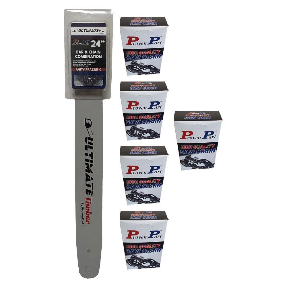 Proven Part 24" Bar 3/8" .050" 84DL Fits Poulan 4900 5200 5400 240RNDD176 With 6 Chains