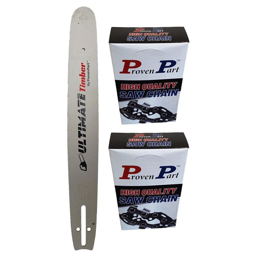Proven Part 16" Guide Bar K095 And 2 Full Chisel Chains .050" 66DL .325" Fits Echo 16F0LD3366C LS UH