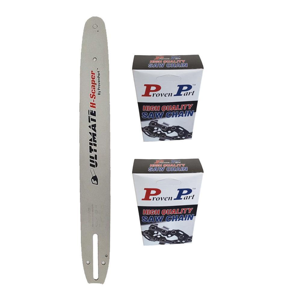 Proven Part 16" Guide Bar And 2 Full Chisel Chains For Makita E-00094 HL PO A041 3/8” LP .043”