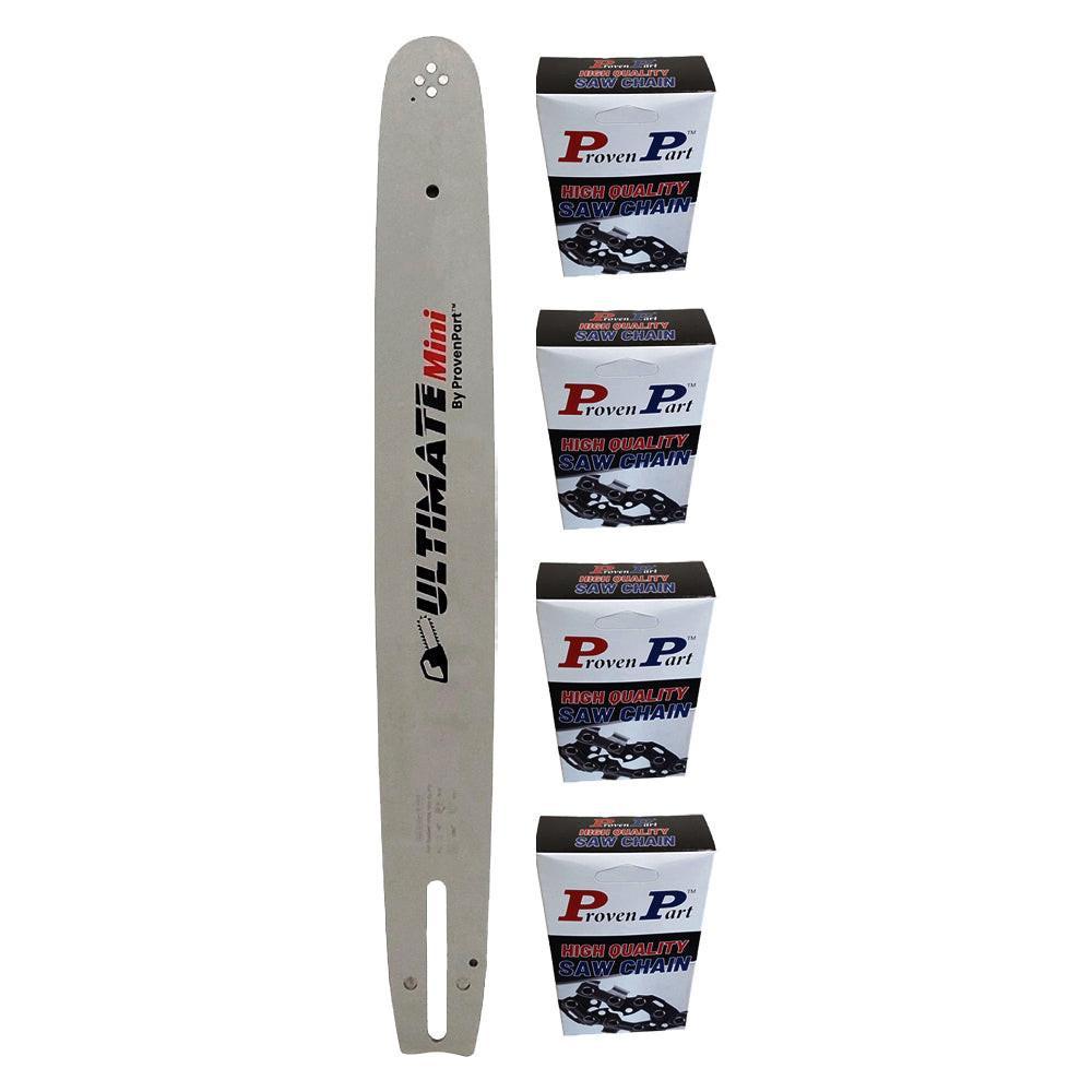Proven Part 18" Guide Bar with 4 Semi Chisel Chains 3/8"LP .050" 62DL CL PO A041 Fits MS1215 MS1415