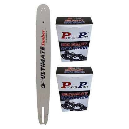 Proven Part 20" Chainsaw Bar and 2 Pack Full Chisel Chain Combo .325" .050" 76DL