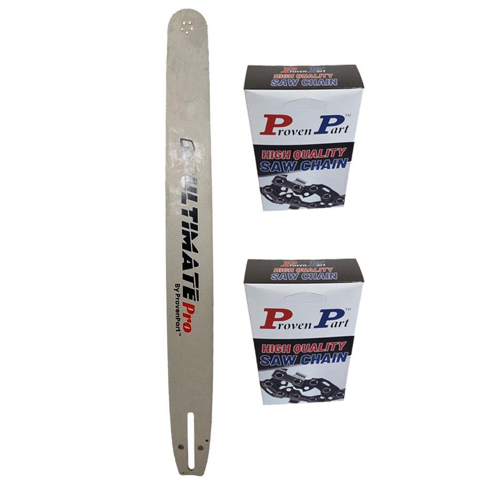 Proven Part 24" Chainsaw Bar With 2 Semi Chisel Chains 3/8" .050" 84DL Fits 596687484 RN HV D009