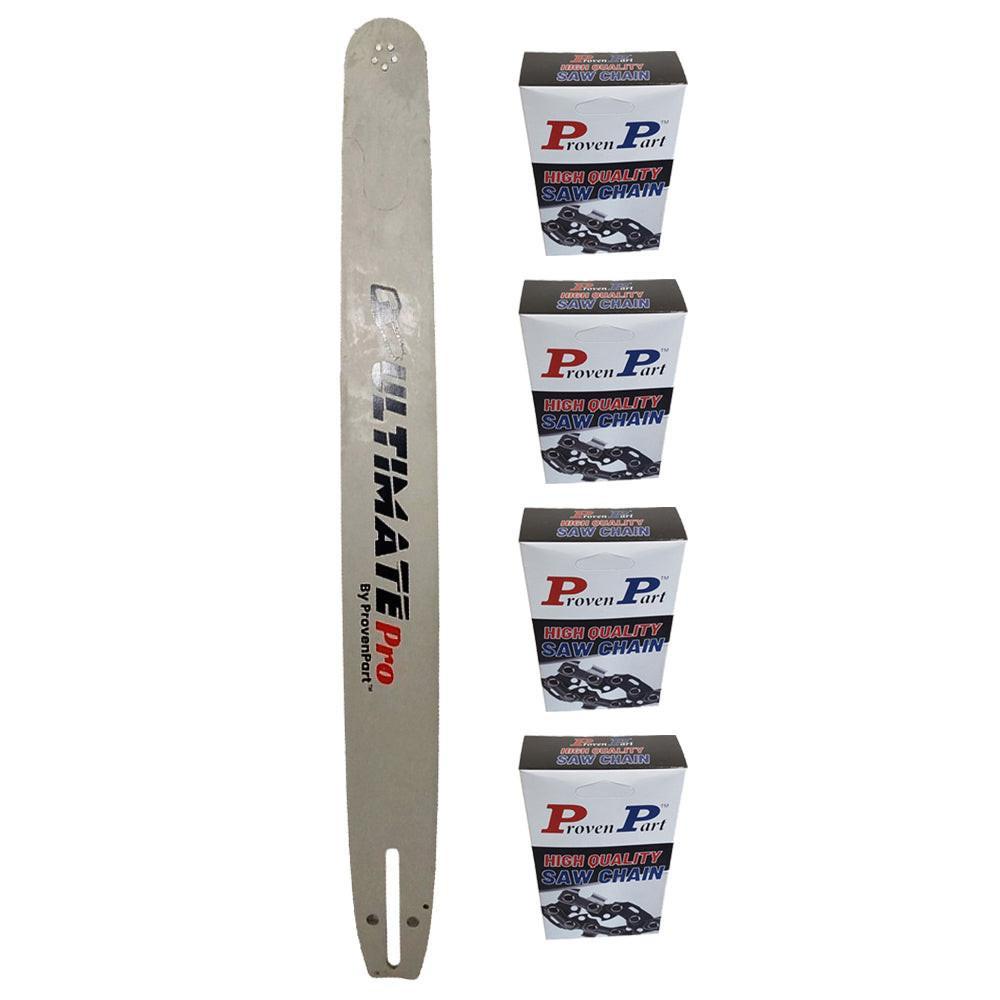 Proven Part 24" Chainsaw Bar With 4 Semi Chisel Chains 3/8" .050" 84DL Fits Redmax GZ7000RN HV D009