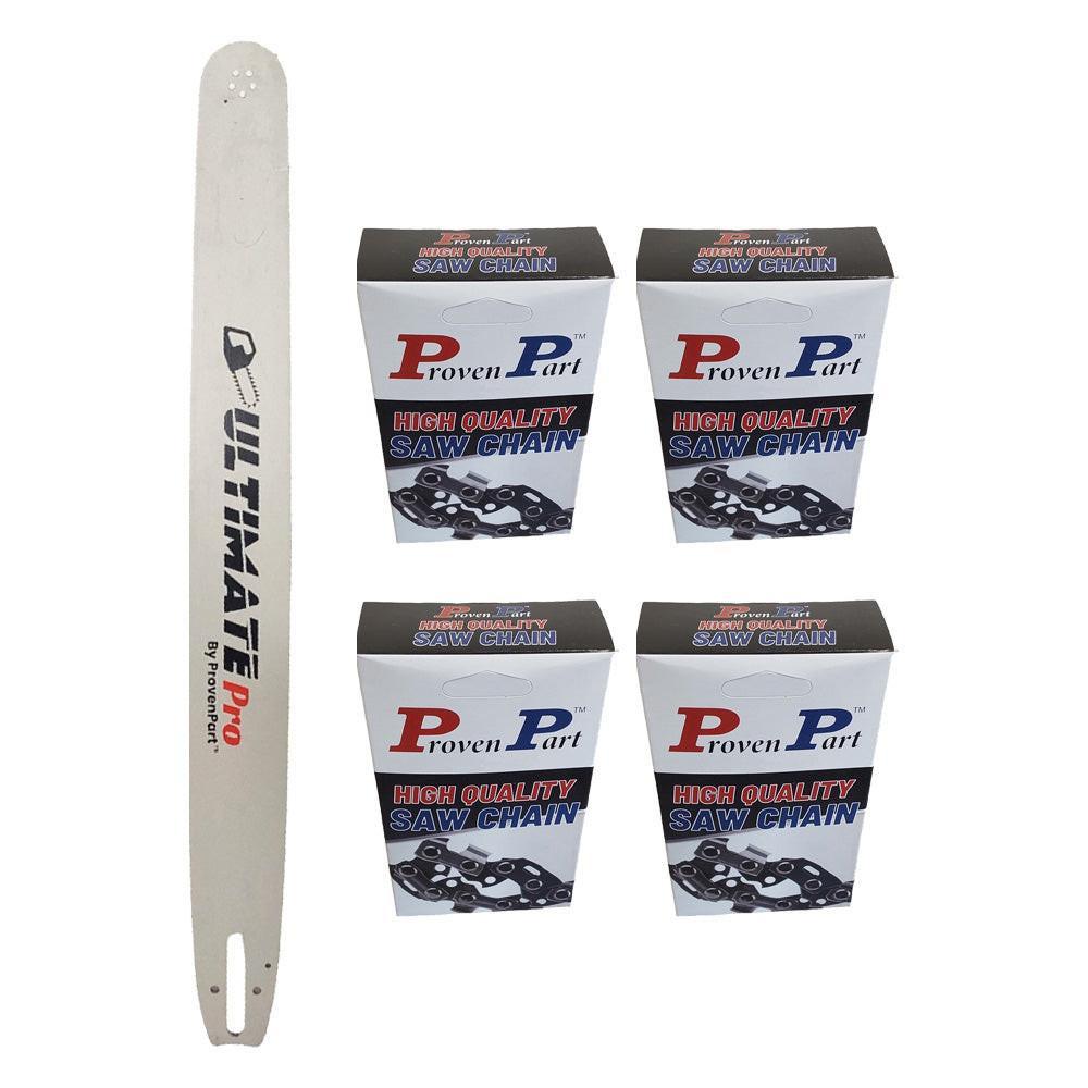 Proven Part 24" Chainsaw Guide Bar And 4 Pack Full Skip Chisel Chain Combo 3/8" .050" 84DL For Stihl