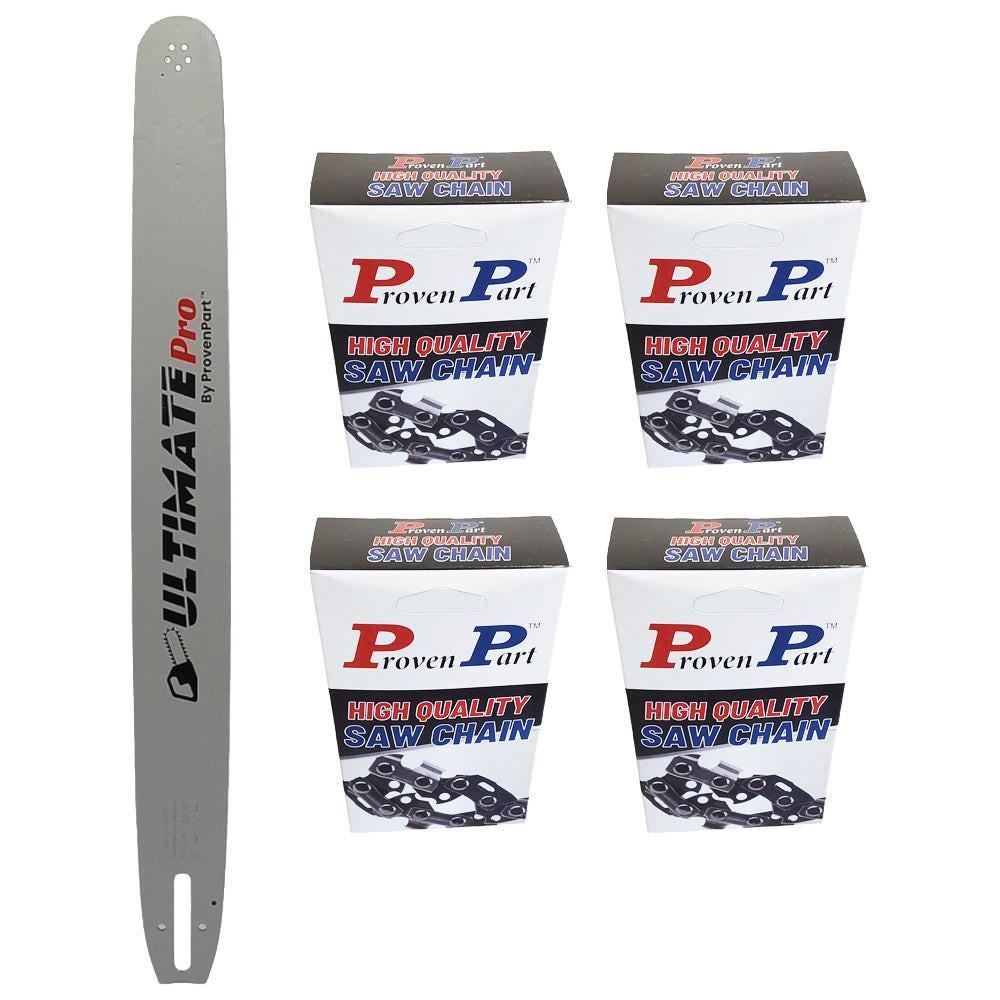 Proven Part 25" Chainsaw Bar With 4 Chains  3/8" .050" 84DL Semi Chisel Fits 3003 000 4030, 240RNDD025