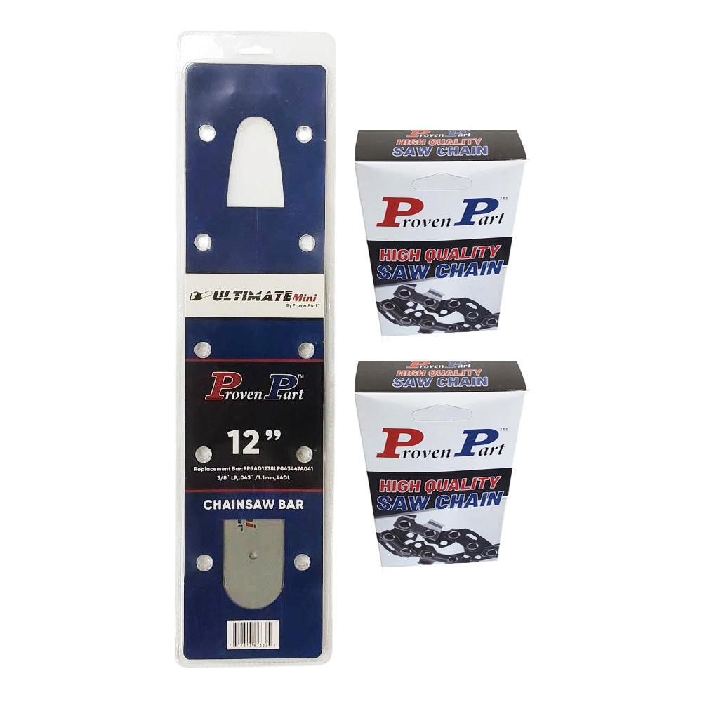 Proven Part 12In Bar and 2 Chains 3/8LP .043 44DL For Stihl MS 211 C, MS 211 C-BE, MS 220, MS 220 Q 124MLEA074