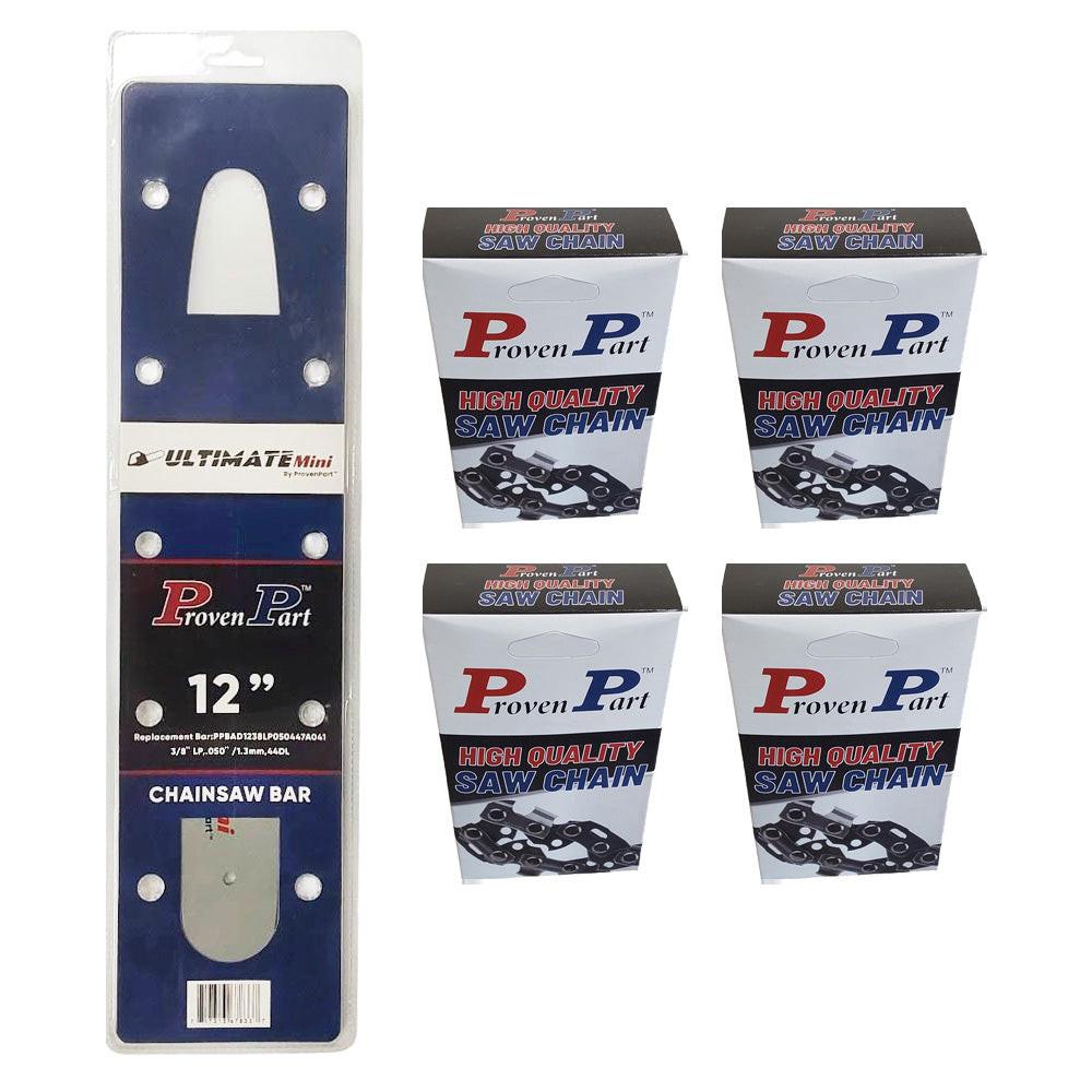 Proven Part 12In Bar and 4 Chains 3/8LP .050 44DL For Dolmar PS-351, PS-400, PS-401, PS-420, PS-421, PS-45 120SDEA041