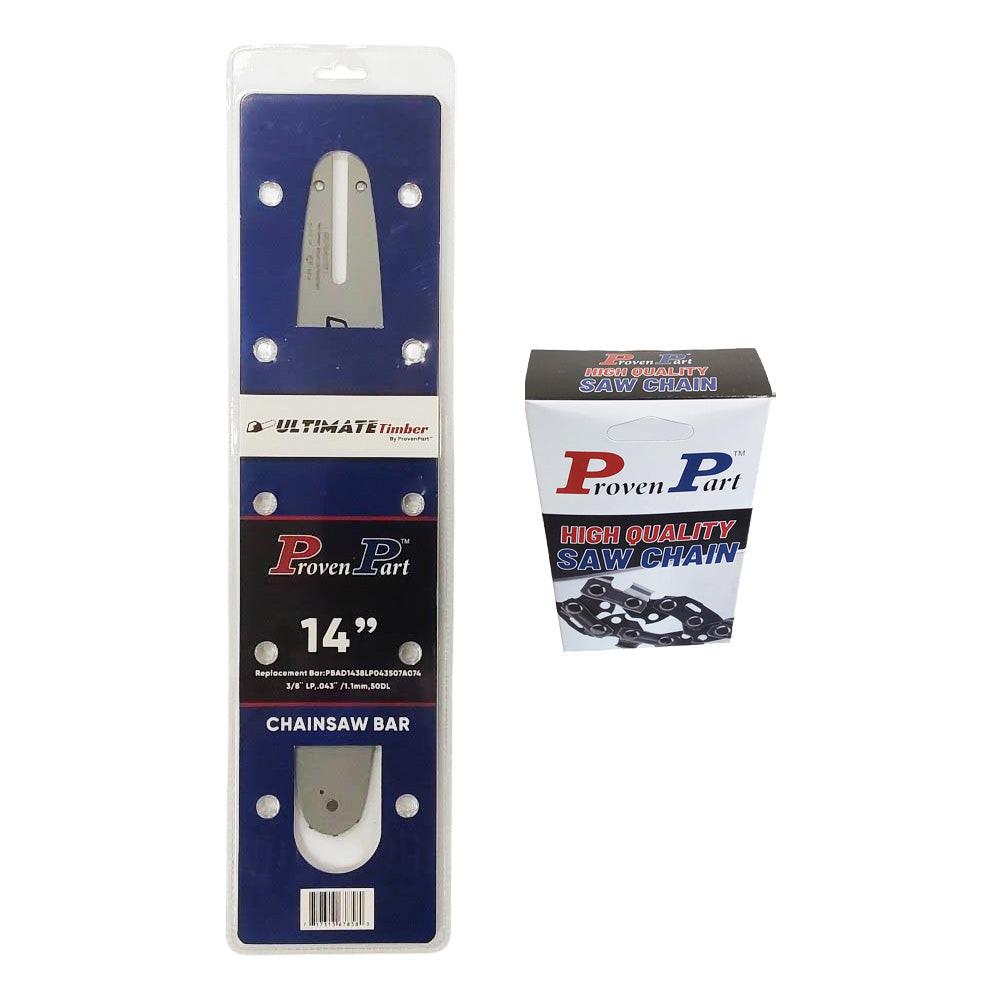 Proven Part 14In Bar and 1 Chain 3/8LP .043 50DL Fits Stihl  020Super, 020T, 021, 023, 023C, 023L, 025, 025C 30050003909