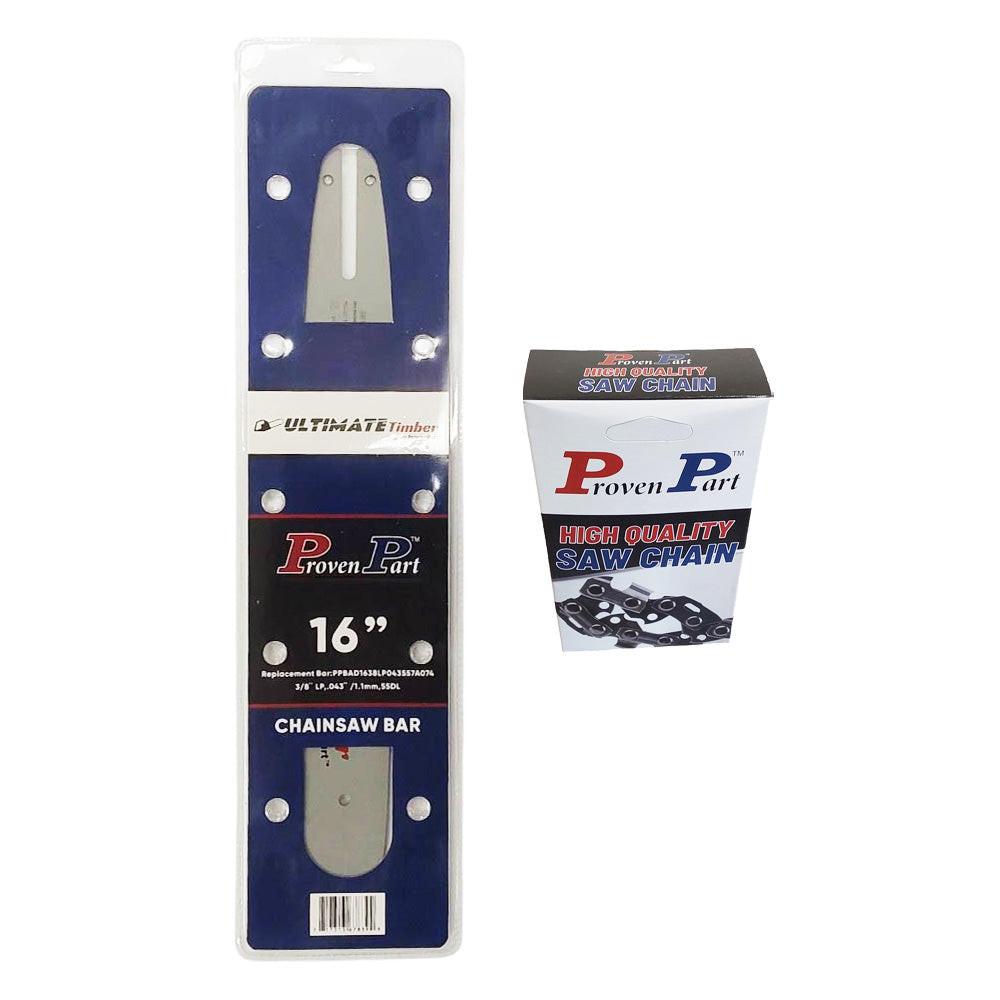 Proven Part 16" Guide Bar And Semi Chisel Chain Combo 3/8"LP .043" 55DL Fits Stihl 3005 003 3913
