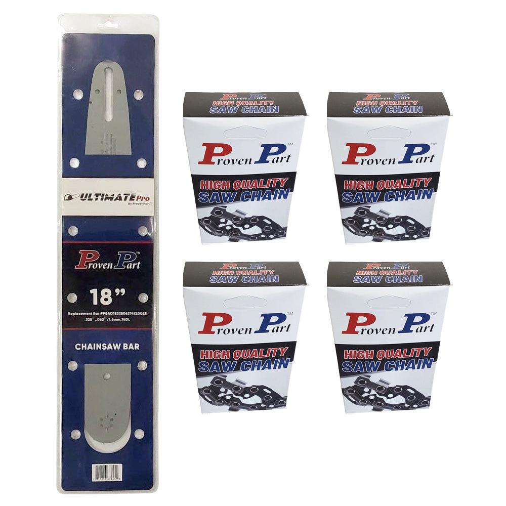 Proven Part 18In Bar and 4 Chains .325 .063 74DL Fits Stihl MS 341, MS 360, MS 360 C, MS 360 Pro, MS 360  183RNBD025