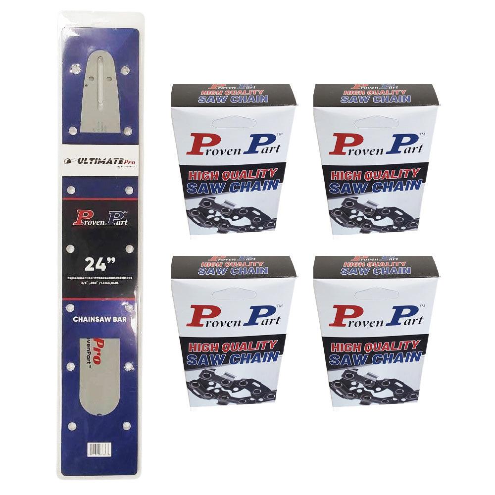 Proven Part 24In Bar and 4 Chains 3/8 .050 84DL For Jonsered CS 2172, CS 2172WH, CS 2186, CS 2186WH, CS 2188 240RNDD009