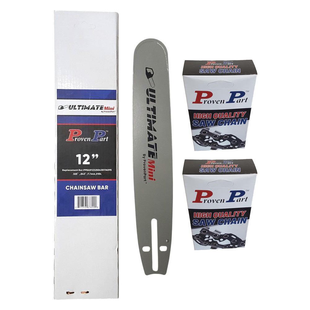 Proven Part 12In Bar and 2 Chains .325 .043 51DL Fits Husqvarna  535i XP, 540i XP, T535I XP, T540 XP MARK III, T540I XPG, T540I XP 593914351