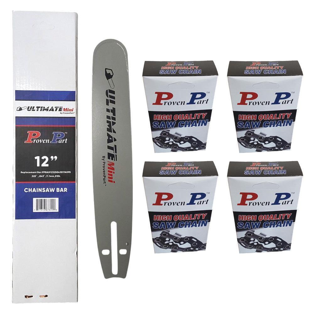 Proven Part 12In Bar and 4 Chains .325 .043 51DL Fits Husqvarna  535i XP, 540i XP, T535I XP, T540 XP MARK III, T540I XPG, T540I XP 593914351