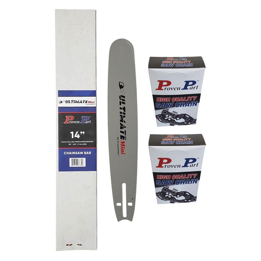 Proven Part 14In Bar and 2 Chains .325 .043 59DL Fits Husqvarna  T435, T535i, T535i XP,  540i XP 596553659