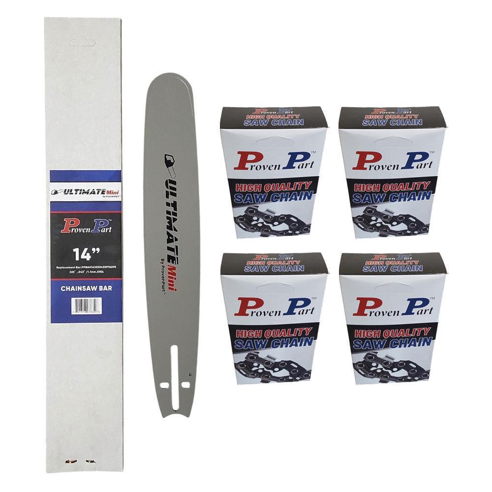 Proven Part 14In Bar and 4 Chains .325 .043 59DL Fits Husqvarna  T435, T535i, T535i XP,  540i XP 596553659