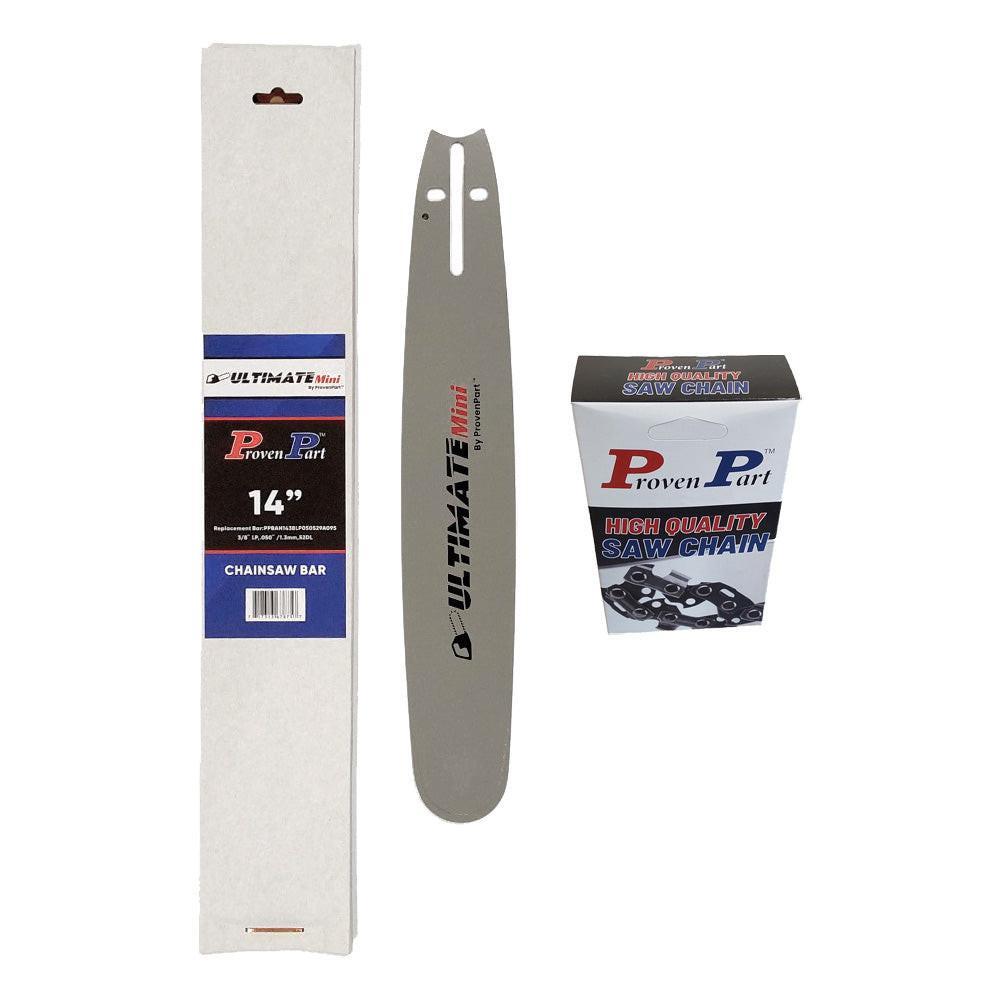 Proven Part 14In Bar and 1 Chain 3/8LP .050 52DL Fits Husqvarna  135, 140, 236, 240E, 316 electric, 334T 5019592‑52, HL‑280‑52