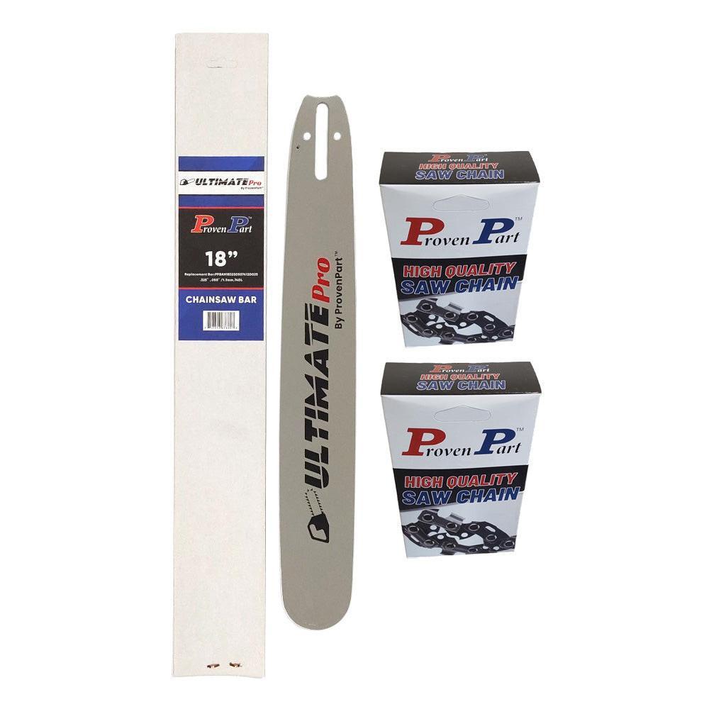 Proven Part 18In Bar and 2 Chains .325 .050 74DL For Husqvarna  H23‑74 501 84 08-74, 591095774, H23-74