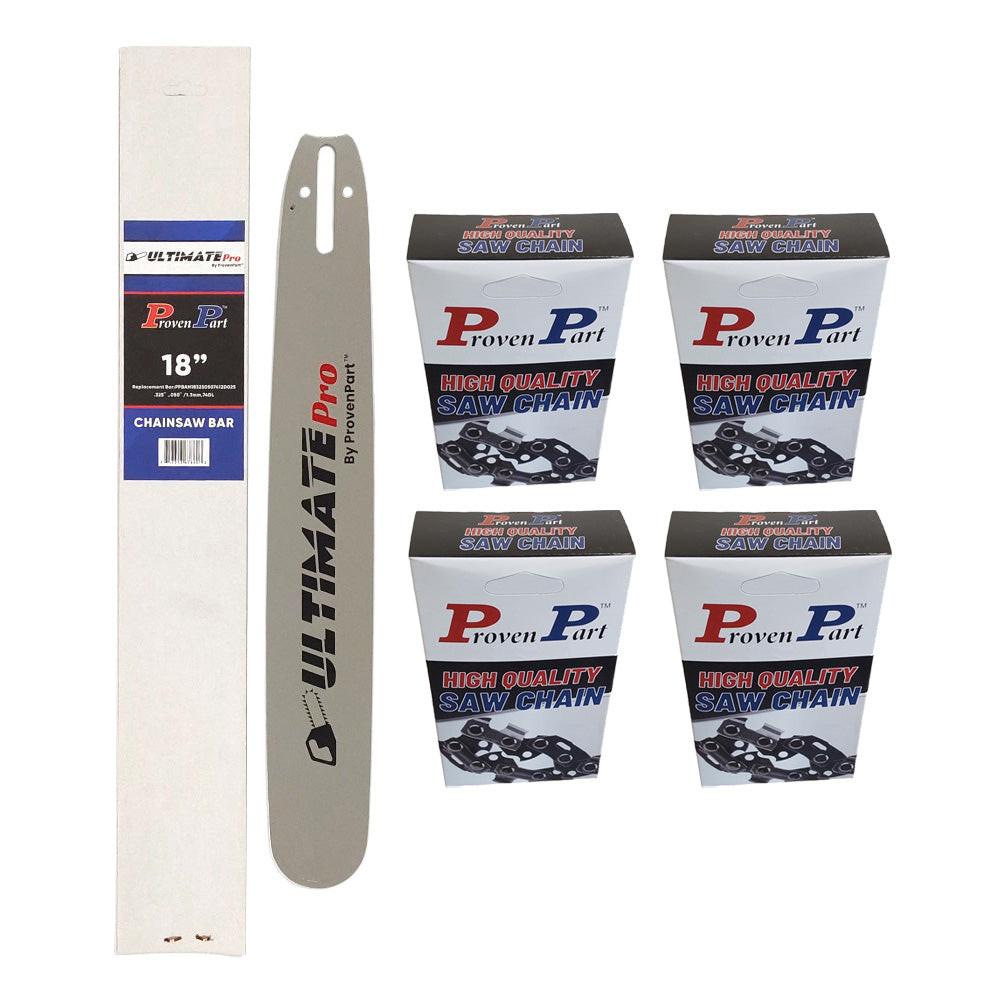 Proven Part 18In Bar and 4 Chains .325 .050 74DL For Red Max G561AVS 20LPX074G