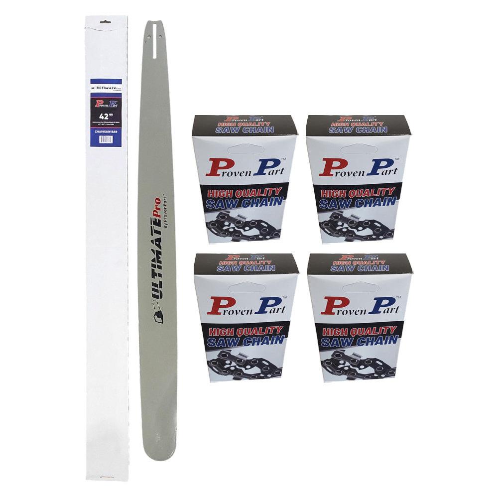Proven Part 42In Bar and 4 Full Chisel Chains 3/8 .063 135DL Fits DCS6401, DCS6421, DCS7901, DCS9000, DCS9010FL  HV4263135W
