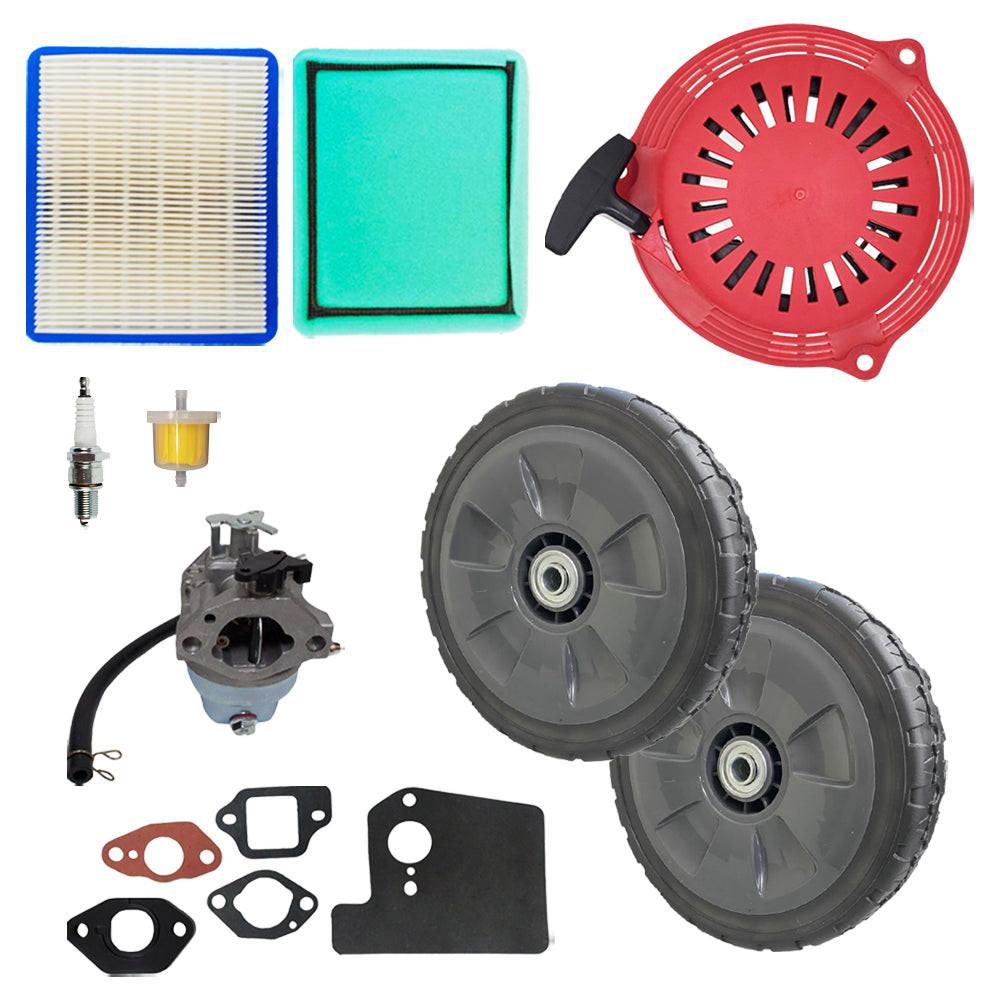 Proven Part Maintenance Kit With Air and Pre-Filter Spark Plug Fuel Filter Carburetor Gasket Set Recoil Rear Wheels Fits Honda HRR216VKA