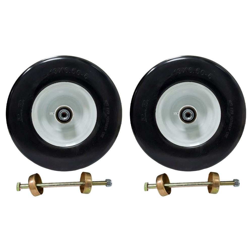 Proven Part 2PK Foam Filled 13X6.50-6 Flat Free Tire White Rim For Exmark and For Toro 1-633585