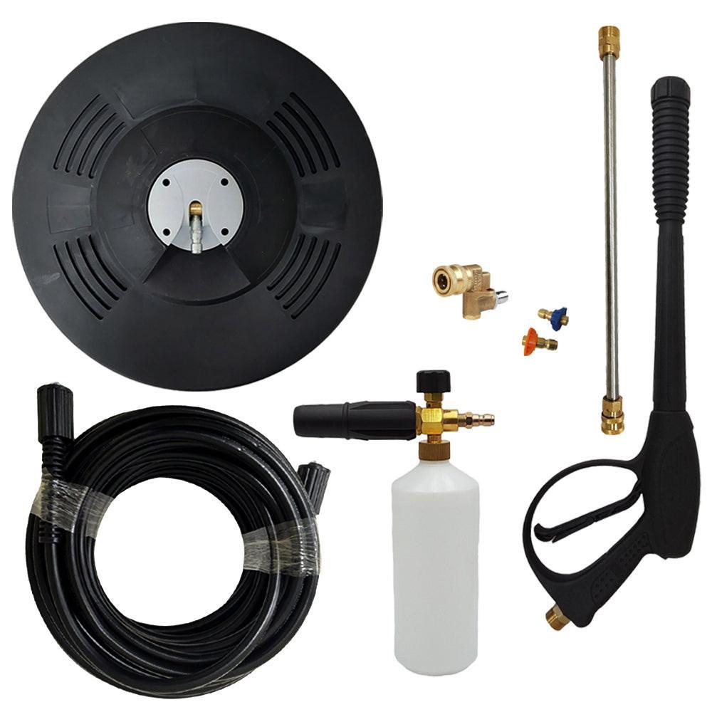 Proven Part 15" Floor Scrubber, Hose M22 X M22 1/4 Inch X 50', Pro-Gun Kit-Includers Gun-Wand and Quick Connect, 1/4" Quick Connect Pivoting Coupler, Nozzle Kit, Foam Lance