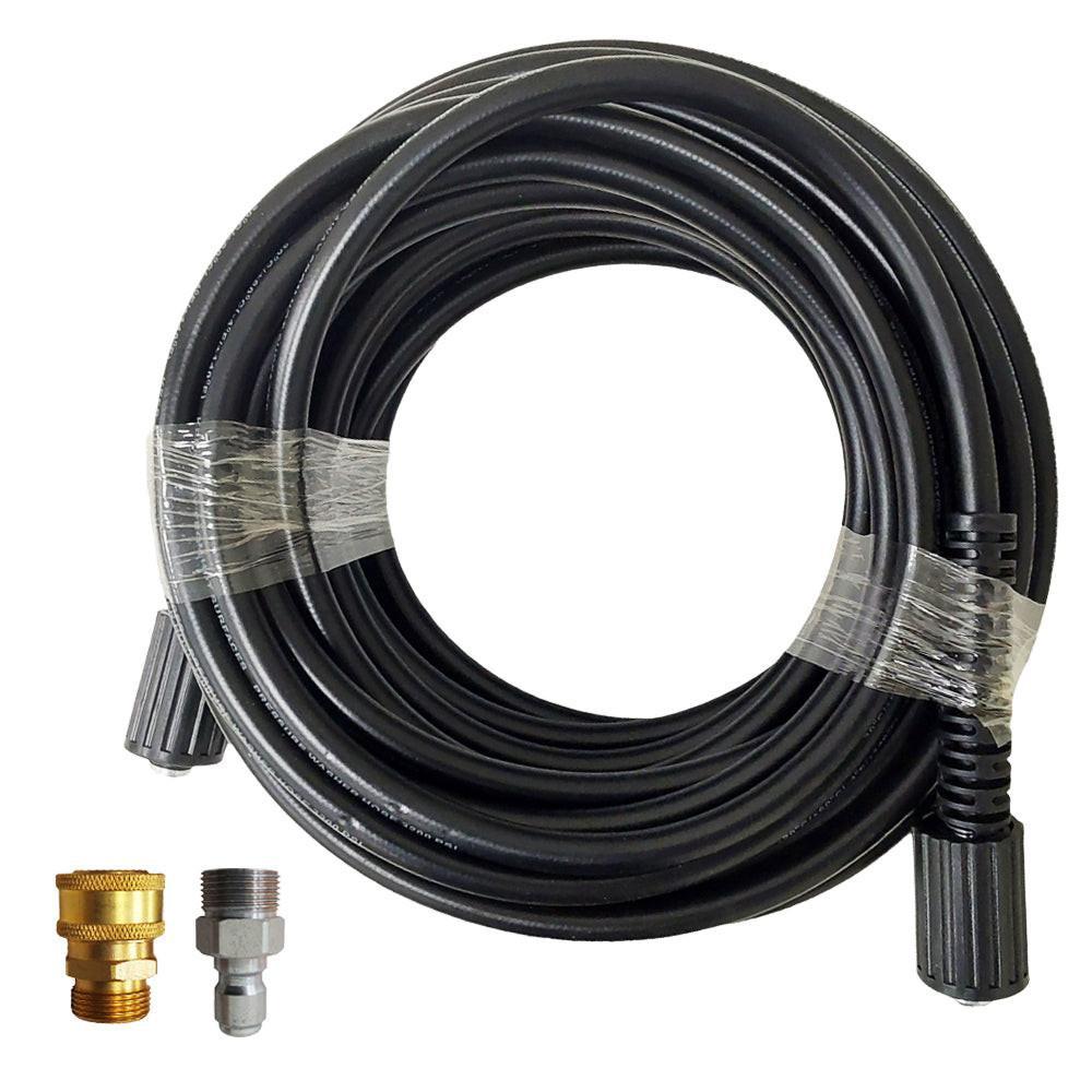 Proven Part 3/8" Female-M22 Brass, Quick Connect Coupler Plug 3/8" Steel Plug X M22 Male Threads and 50' 1/4" M22 x M22 3200 PSI Hose