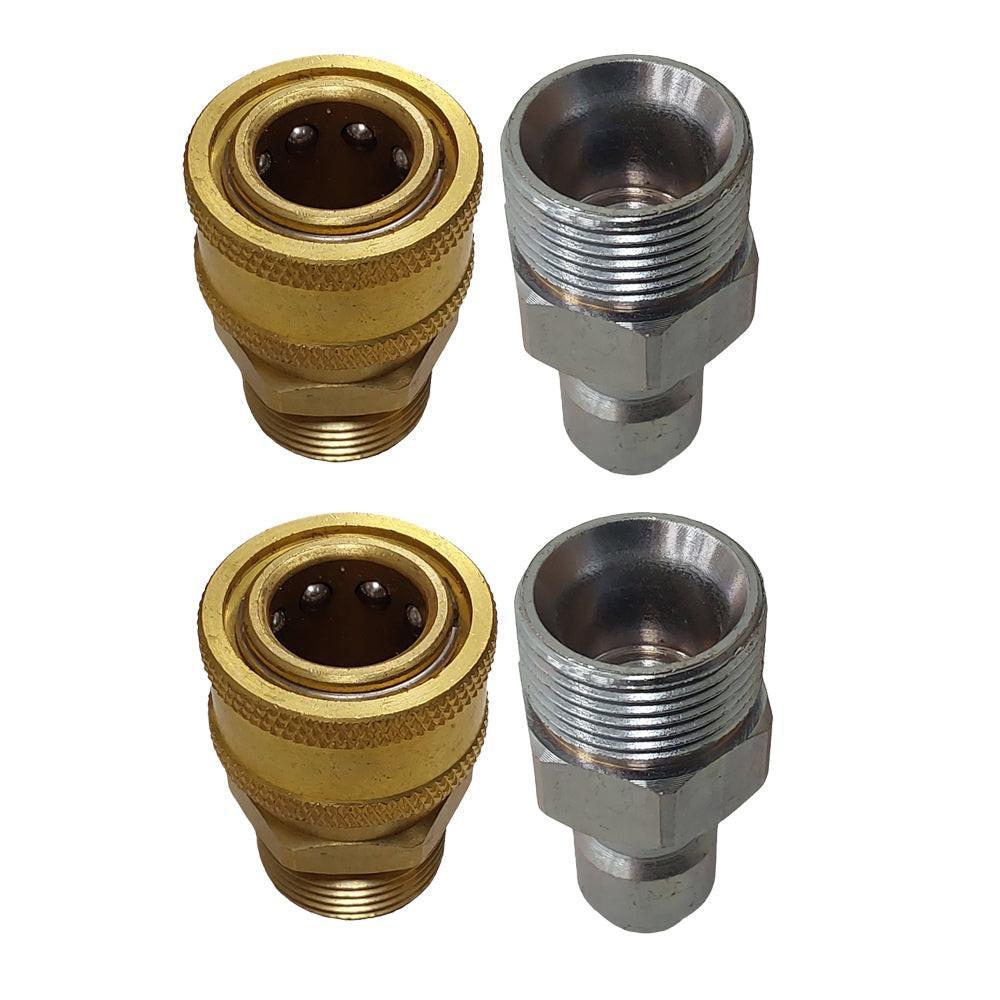 Proven Part Screw-Type DisConnect 3/8" Female-M22 Brass and Quick Connect Coupler Plug 3/8" Steel Plug X M22 Male Threads