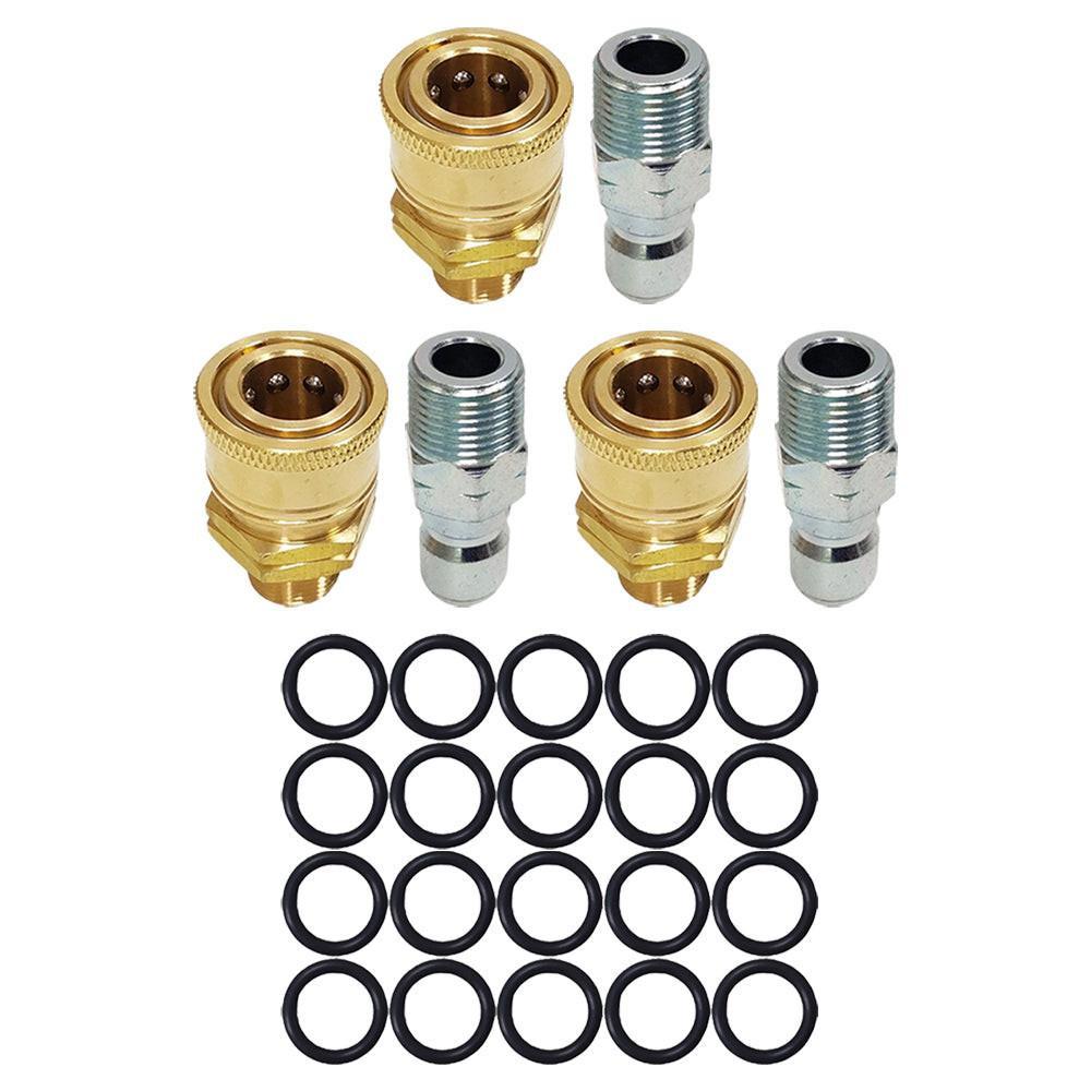 Proven Part 3 PK 3/8" Quick Connect to 3/8" MNPT, 3 PK 3/8" Male Quick Connect Plug, 20 PK 3/8" High Temperature 450°F O-Rings
