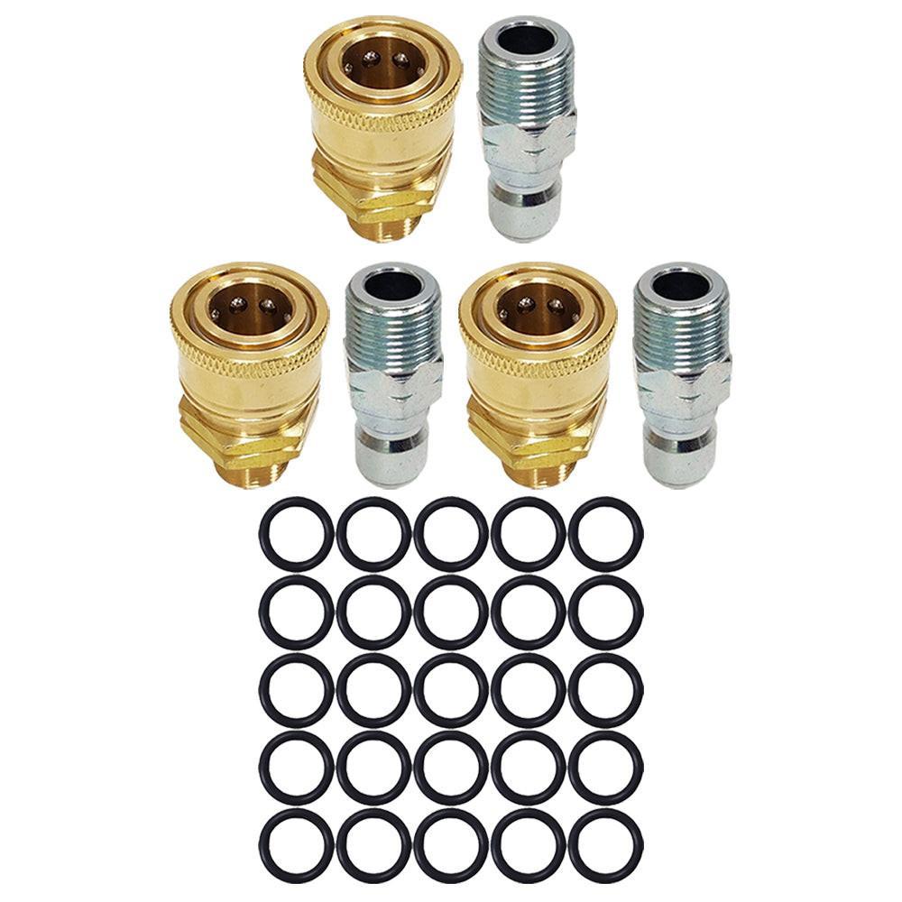 Proven Part 3 PK 3/8" Male Quick Connect Plug, 3 PK 3/8" Quick Connect to 3/8" MNPT, 25 PK 3/8" High Temperature 450°F O-Rings Quick Connect Repair