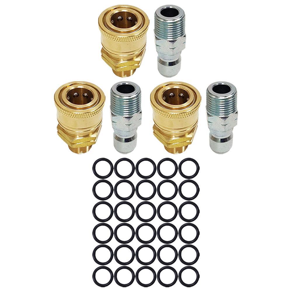 Proven Part 30 O-Rings 3/8" High Temperature 450°F, 3 PK 3/8" Male Quick Connect Plugs, 3 PK 3/8" Quick Connect to 3/8" MNPT