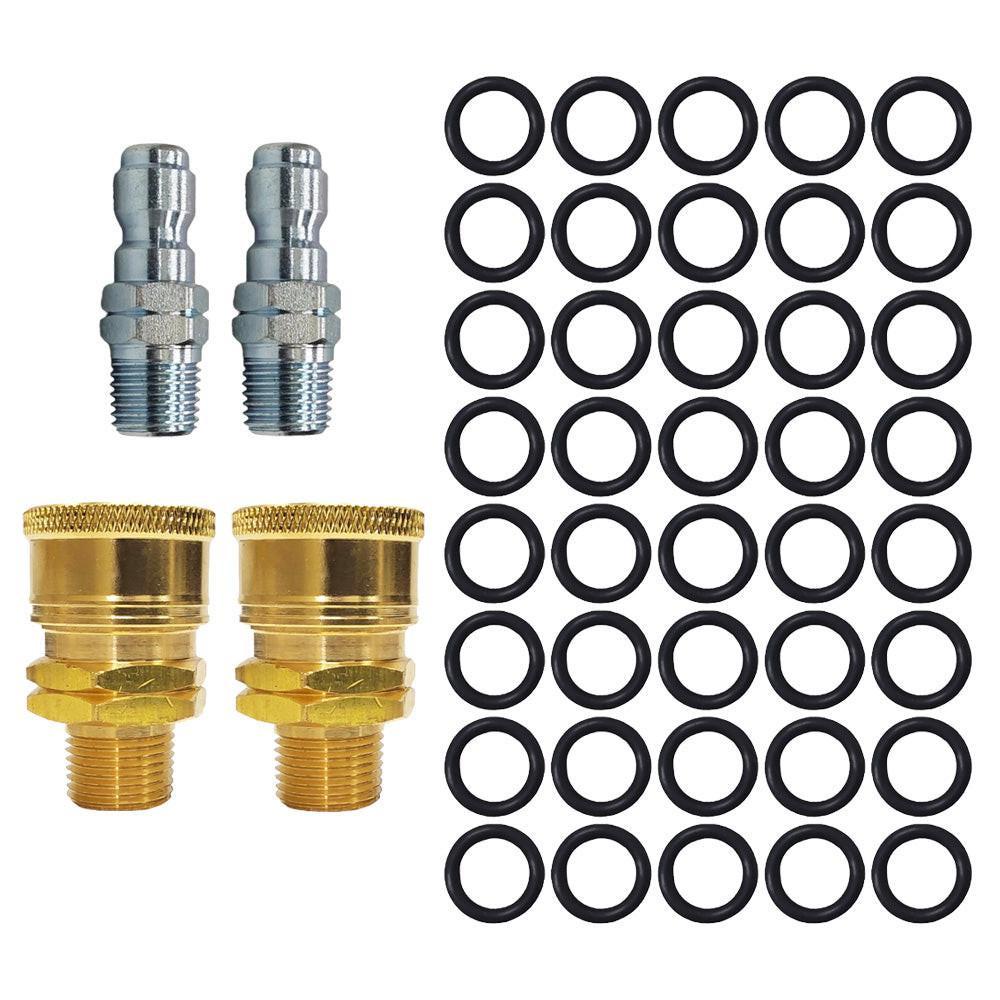 Proven Part 2 PK 3/8" Male Quick Connect Plug, 2 PK 3/8" Quick Connect to 3/8" MNPT, 40 PK 3/8" High Temperature 450°F O-Rings Quick Connect Repair